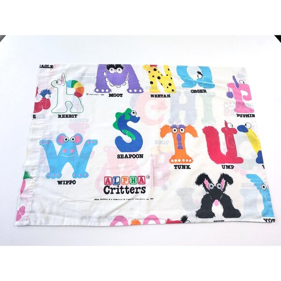 Vintage 80s Alpha Critters pillowcase, 1980s TV series characters, single - Picture 1 of 9